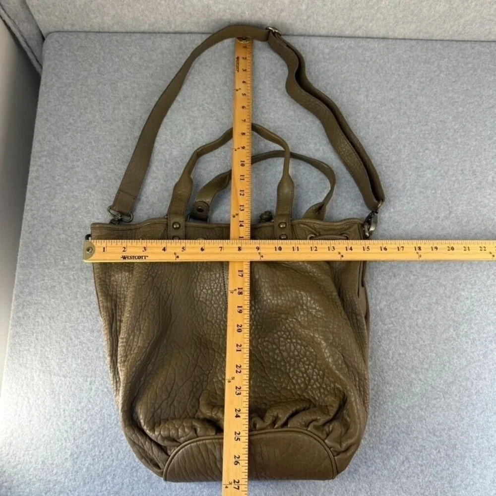 Nordstrom Olive‎ Green Leather Bucket Bag Adjustable Strap Drawstring Close NWT